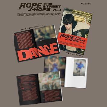 HYBE Ent. j-hope - [HOPE ON THE STREET VOL.1] (Weverse Albums Ver.) Photo Zine + Postcard + Sticker + Lyric Book + Book Band + QR Card + User Guide + 2 Extra Photocards
