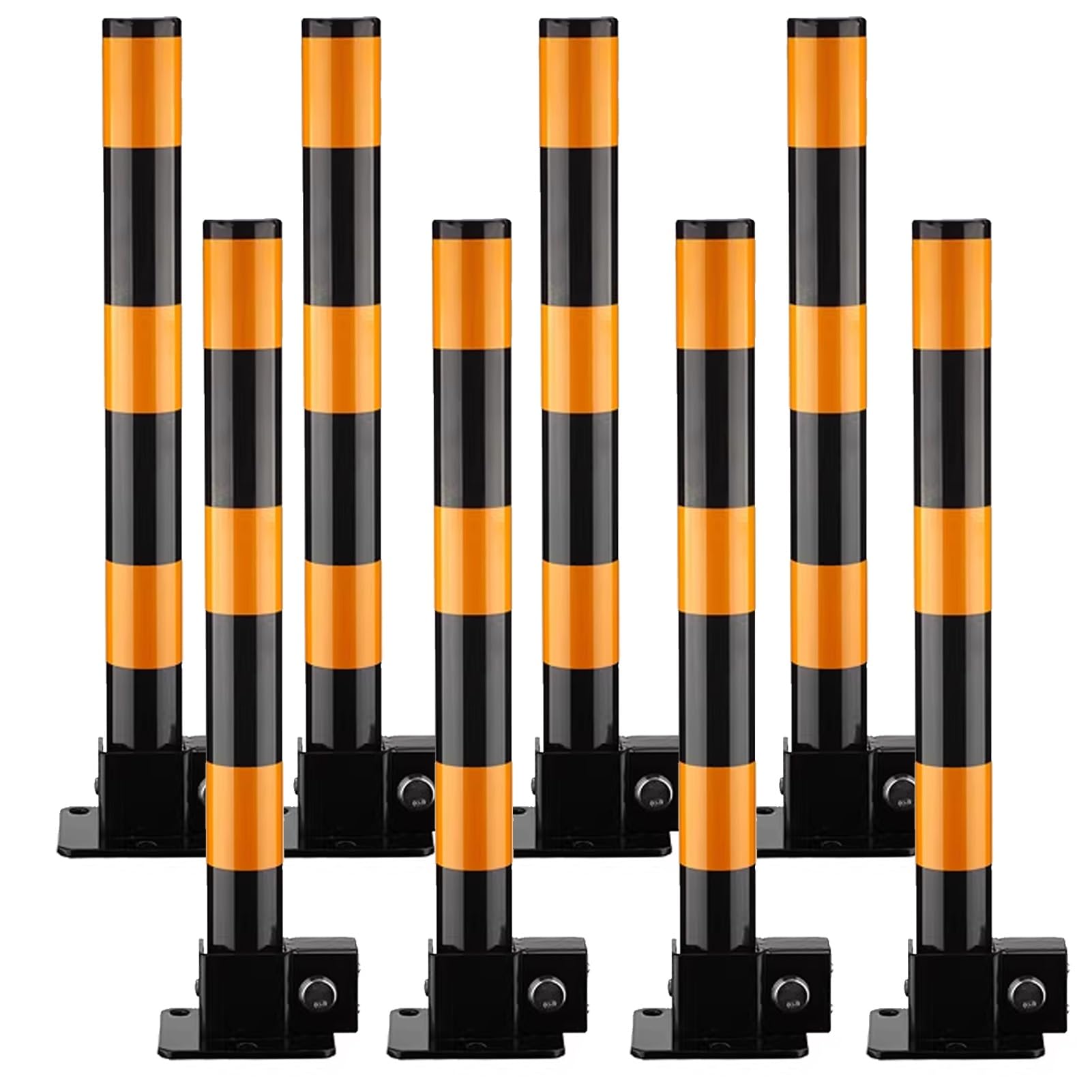 HCZKIUJY Heavy-Duty Steel Safety Bollard for Secure Traffic Delineation in Sensitive Areas (Black 8PCS)