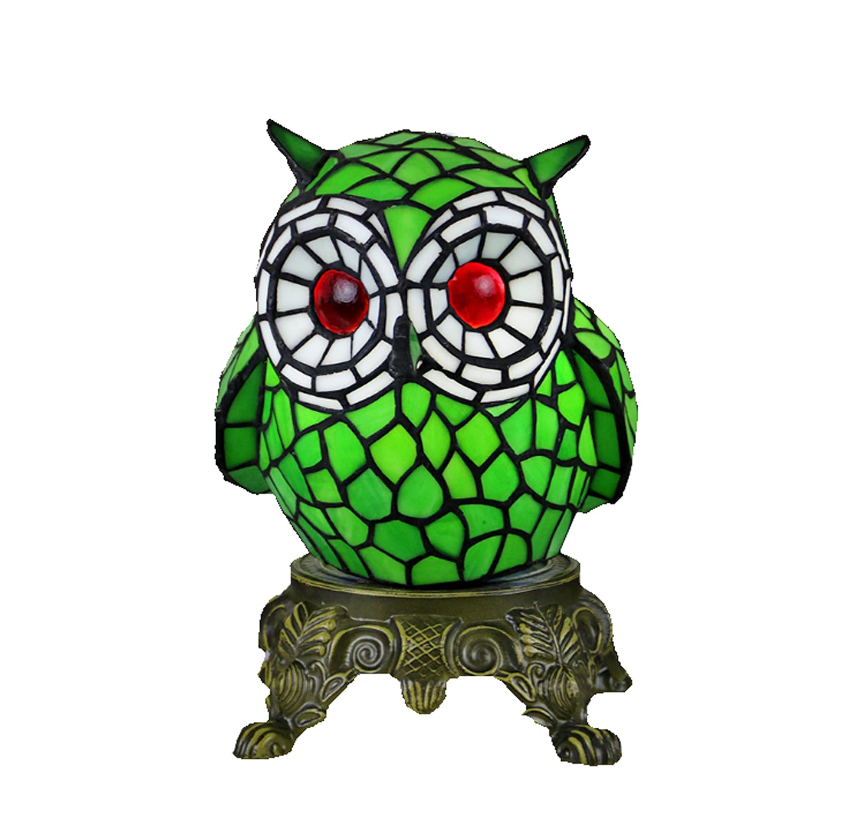 Lampy nocne w stylu Tiffany Vintage Owl Witraż Kreatywność Dziecięca lampka nocna Małe lampki stołowe z podstawą ze stopu do domu Sypialnia Salon Kawiarnia