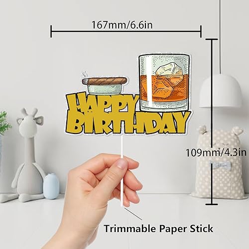 Miniatura 2 de Decoración de pastel de whisky con purpurina negra para decoración de fiesta temática de cumpleaños para hombres y mujeres, suministros de