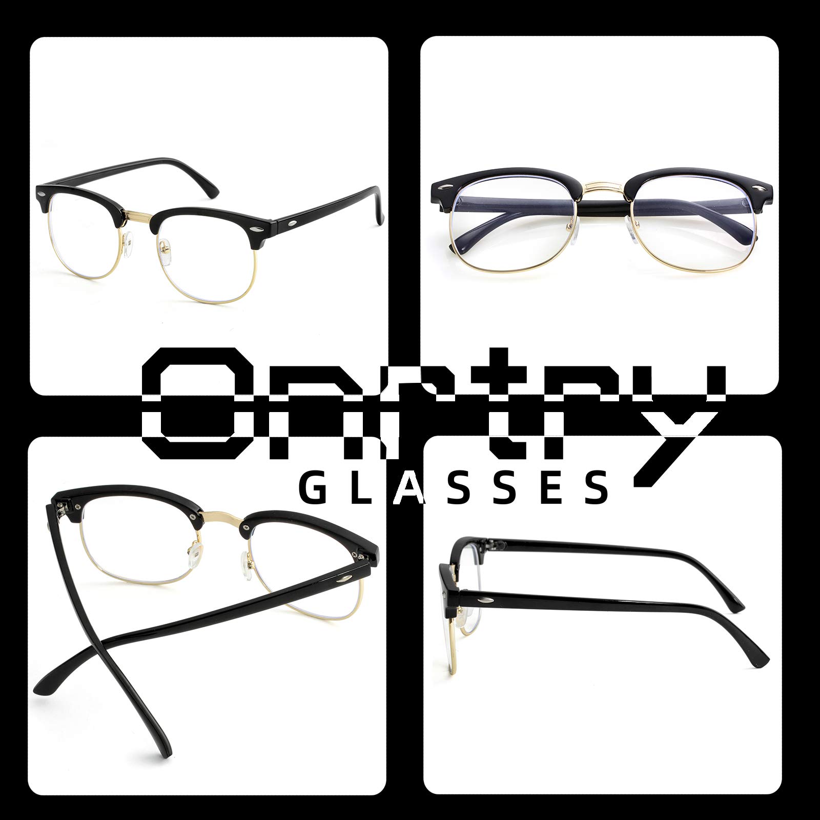 Lunettes de protection contre la lumière bleue - Pour homme et femme - Classique - Semi-sans monture - Faux nerd - Anti-rayons bleus