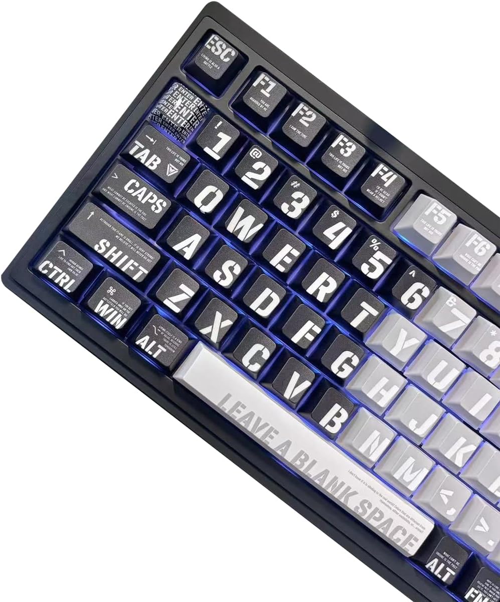 daixiahu PBT Pudding Keycaps, Theme, 118 Keys Sublimation Keycap Set, ASA Profile Custom Keycaps for Cherry Gateron MX Switch Mechanical Keyboard (Gradient Cyan) (Black ash)