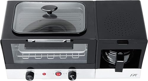 Miniatura 8 de SPT BM-1120BA: Máquina de desayuno 3 en 1 en acero inoxidable y negro, 18.5 W x 8.75 D x 11.25 H pulgadas