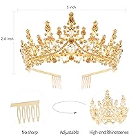 Vista 75 de Velscrun Corona de tiara de reina de cristal rosa para mujeres y niñas, diadema de reina de cumpleaños, elegante corona de princesa con peinetas