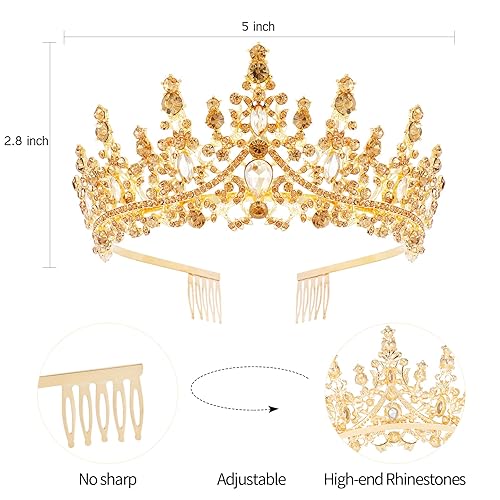 Miniatura 75 de Velscrun Corona de tiara de reina de cristal rosa para mujeres y niñas, diadema de reina de cumpleaños, elegante corona de princesa con peinetas