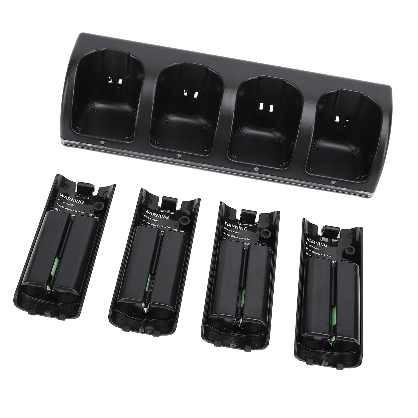 Stazione di Ricarica per Controller Remoto per / U con Batteria Ricaricabile da 4 Pacchi da 2800 MAh, Stazione Dock di Ricarica per Controller (BLACK)