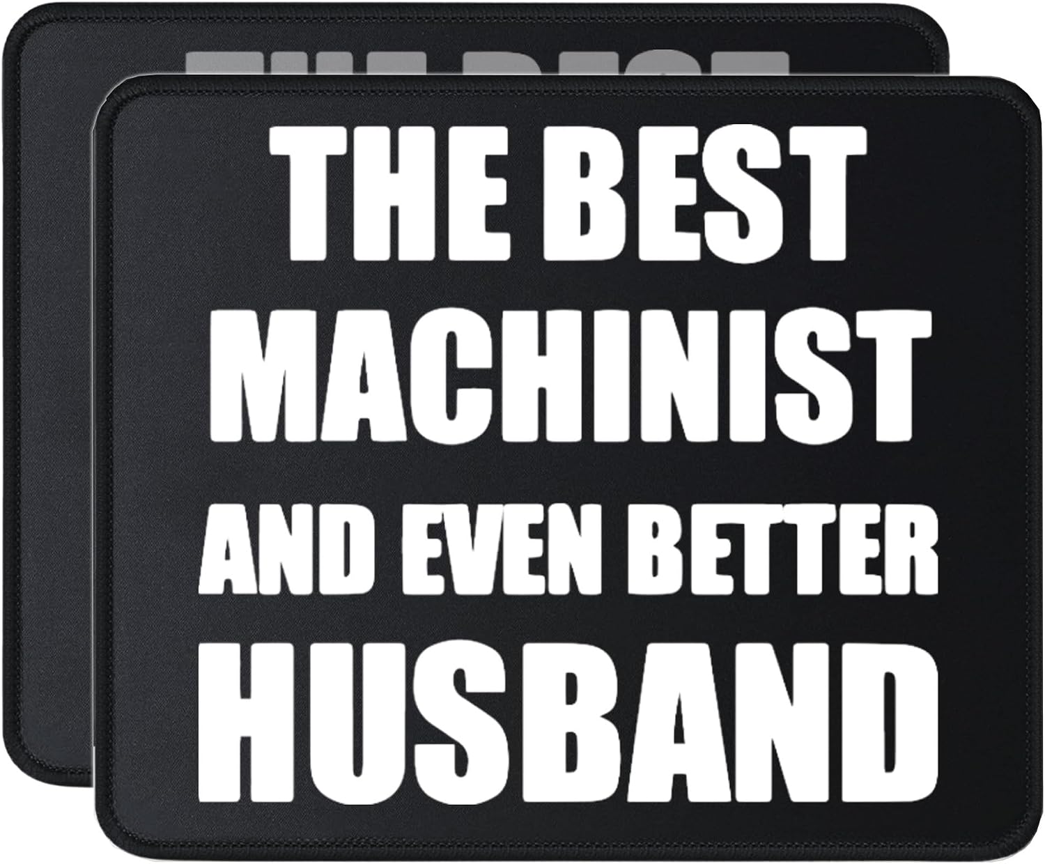 Mouse Pad, Black, Non-Slip Waterproof for Office and Gaming, 9.5 x 7.9 Inch, Best Machinist and Even Better Husband, Rectangular, Medium, 2 Pack