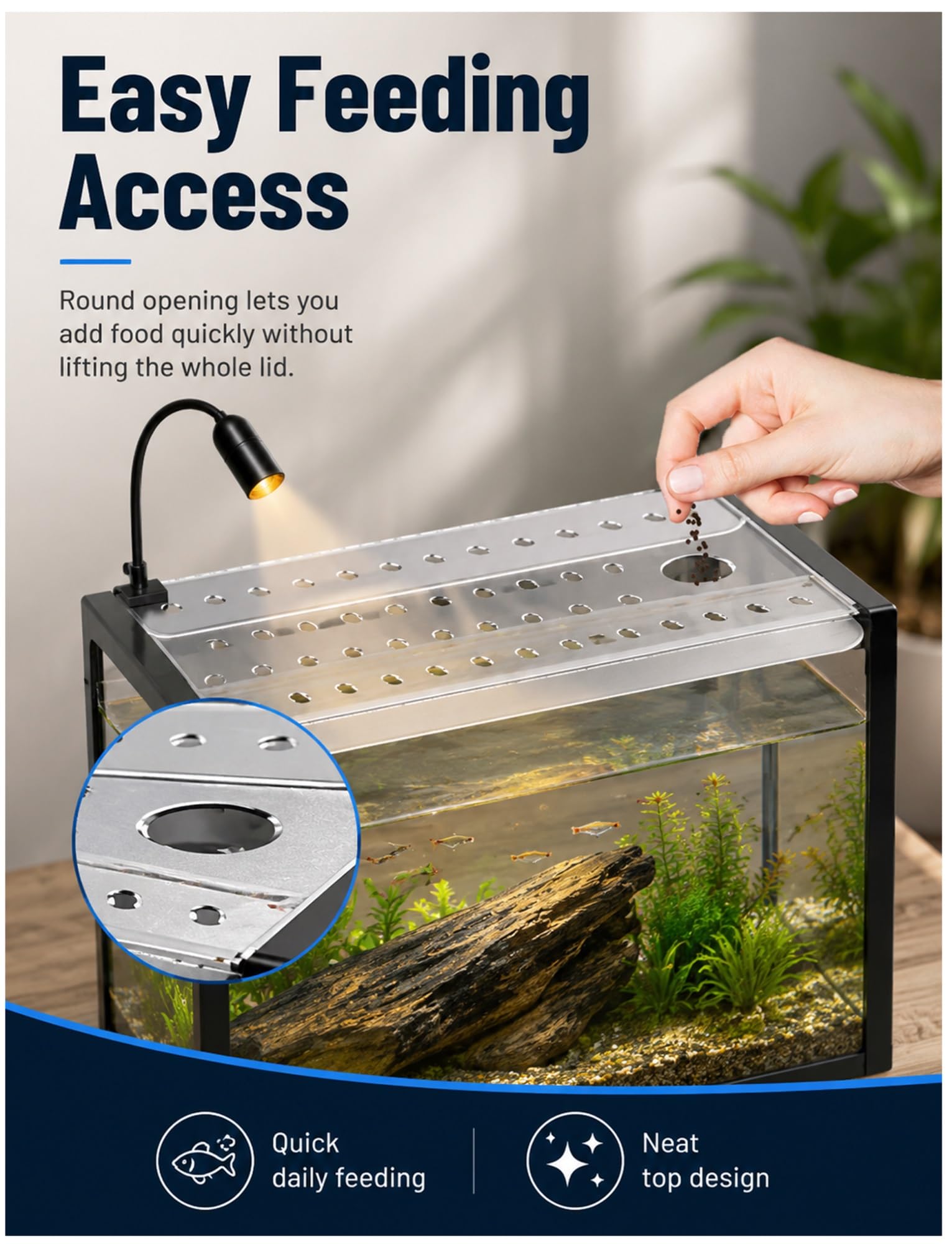 Genérico Tapa Transparente para Acuario Anti-Salto, Cubierta Acrílica con Orificio de Alimentación de 30 mm, Tapa Extraíble para Acuario Abierto(140x50x0.4 cm)