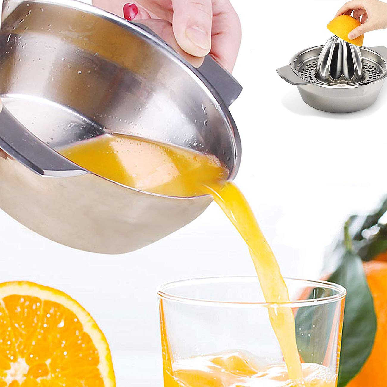 Exprimidor Manual de Naranjas y Limones Portátil de Acero Inoxidable 304, Accesorios de Cocina, Herramientas para Cítricos 100%, Exprimidor de Jugo sin Procesar a Mano