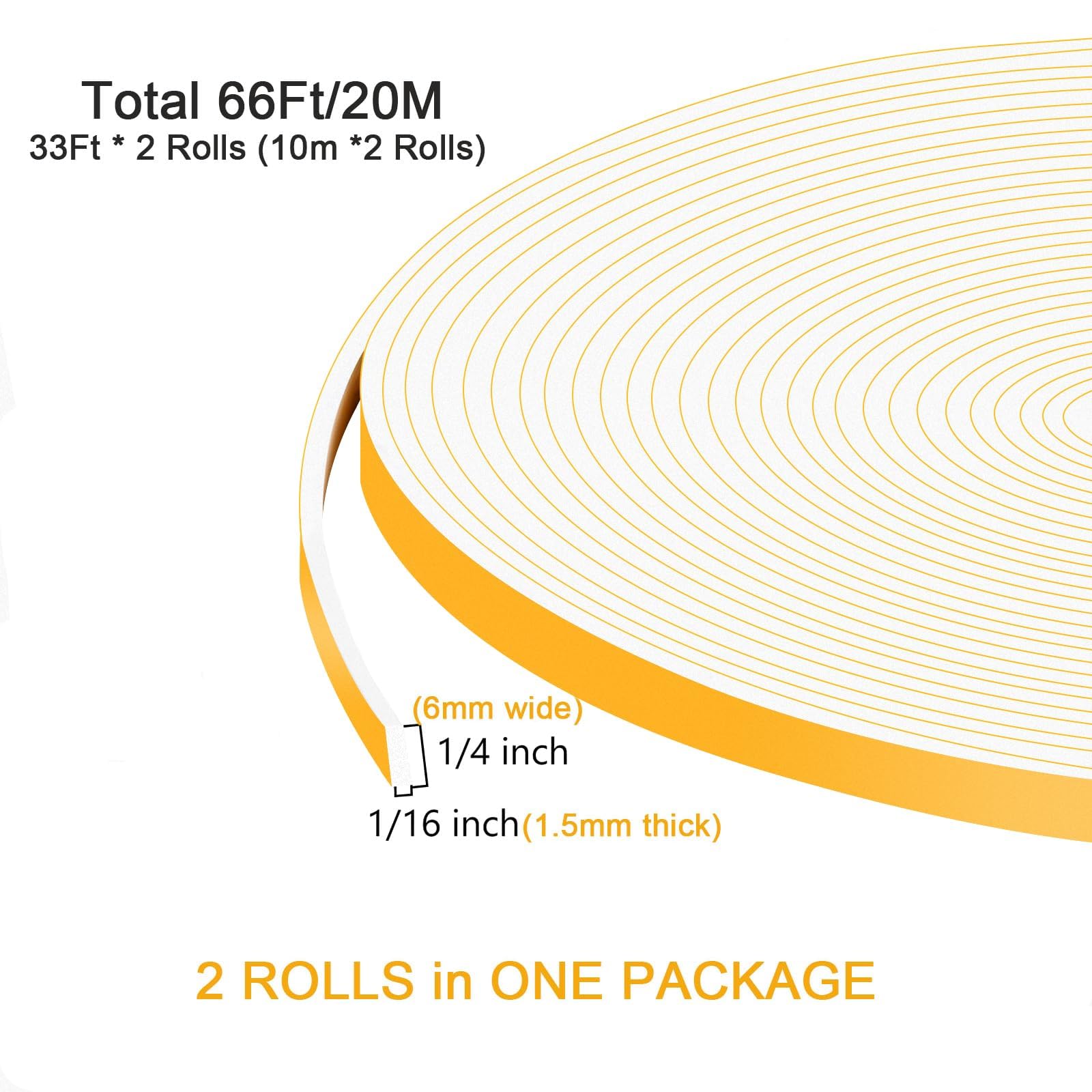 Nastro Schiuma Autoadesivo YIMIKI - Isolante Per Porte E Finestre, Paraspifferi 12mm X 10mm, 4 Metri - Foto 7
