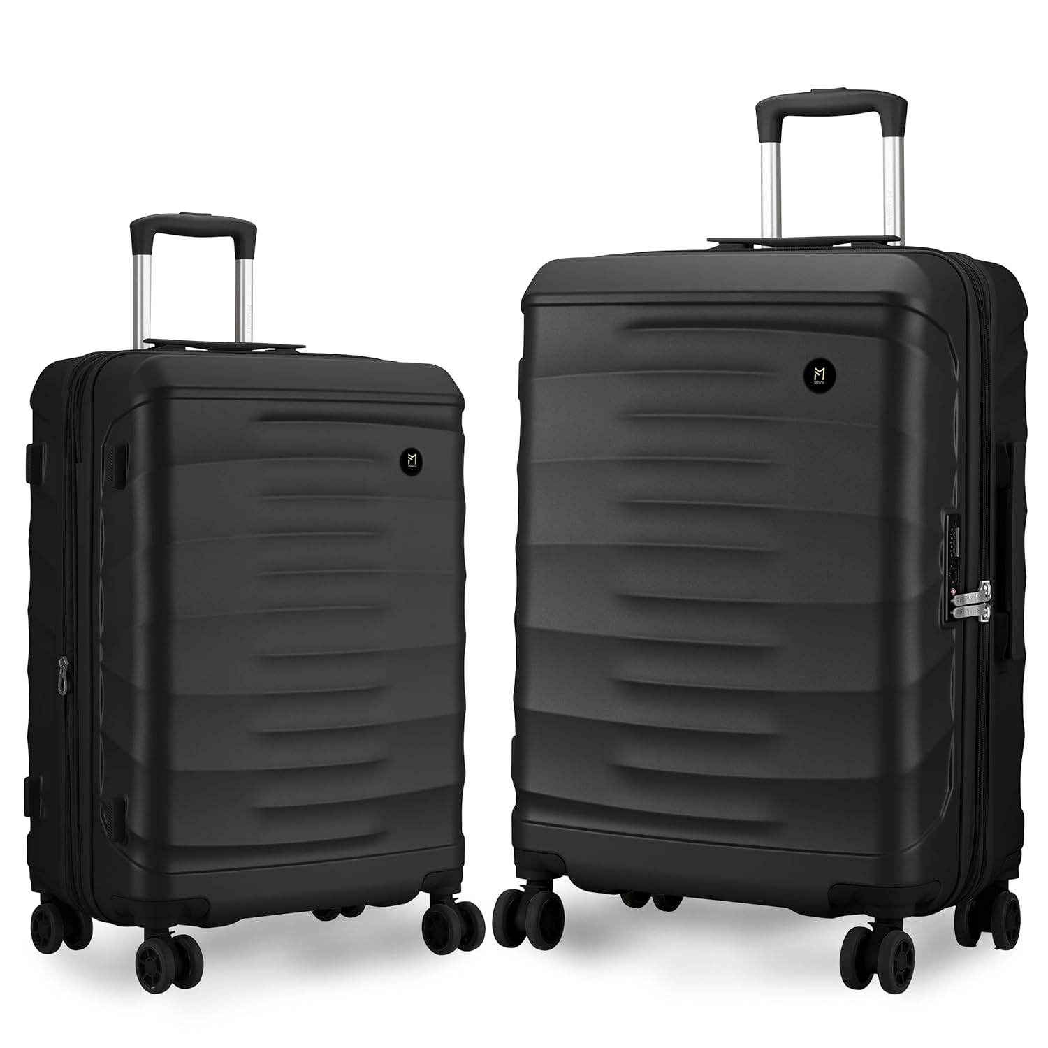 Maleta Crescent Check-in Medium + Check-in Large | 24’’ and 28’’ | Expandable, Waterproof, Premium Suitcase for Travel | Luggage for Travel | Trolley Bag Set of 2 (Black, Set of 2 (Medium-Large))