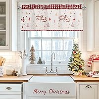 Vista 40 de DWCN Cenefa burdeos para ventanas, cenefa de cocina, cenefa de cortina de Navidad, cortinas de ventana de sótano, 1 panel, 42 x 18 pulgadas