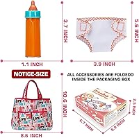 Vista 5 de Paquete de 14 accesorios para muñecas de bebé, juego de alimentación y cuidado de muñecas que incluye bolsa de pañales, pañales para muñecas
