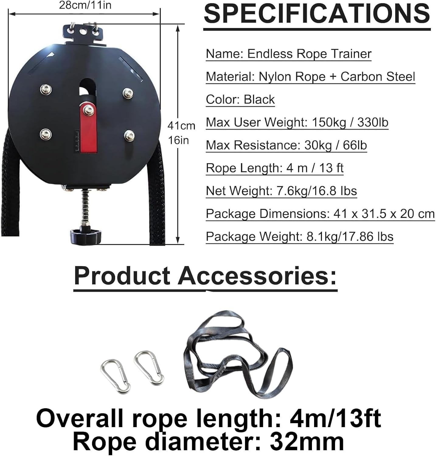 Endless Rope Trainer,Adjustable Resistance Trainer Machine, Suspension Endless Rope Pulley System,Closed-Loop Nylon Rope,Home Gym Equipment for Grip, Arms, Back and Body Coordination Exercises