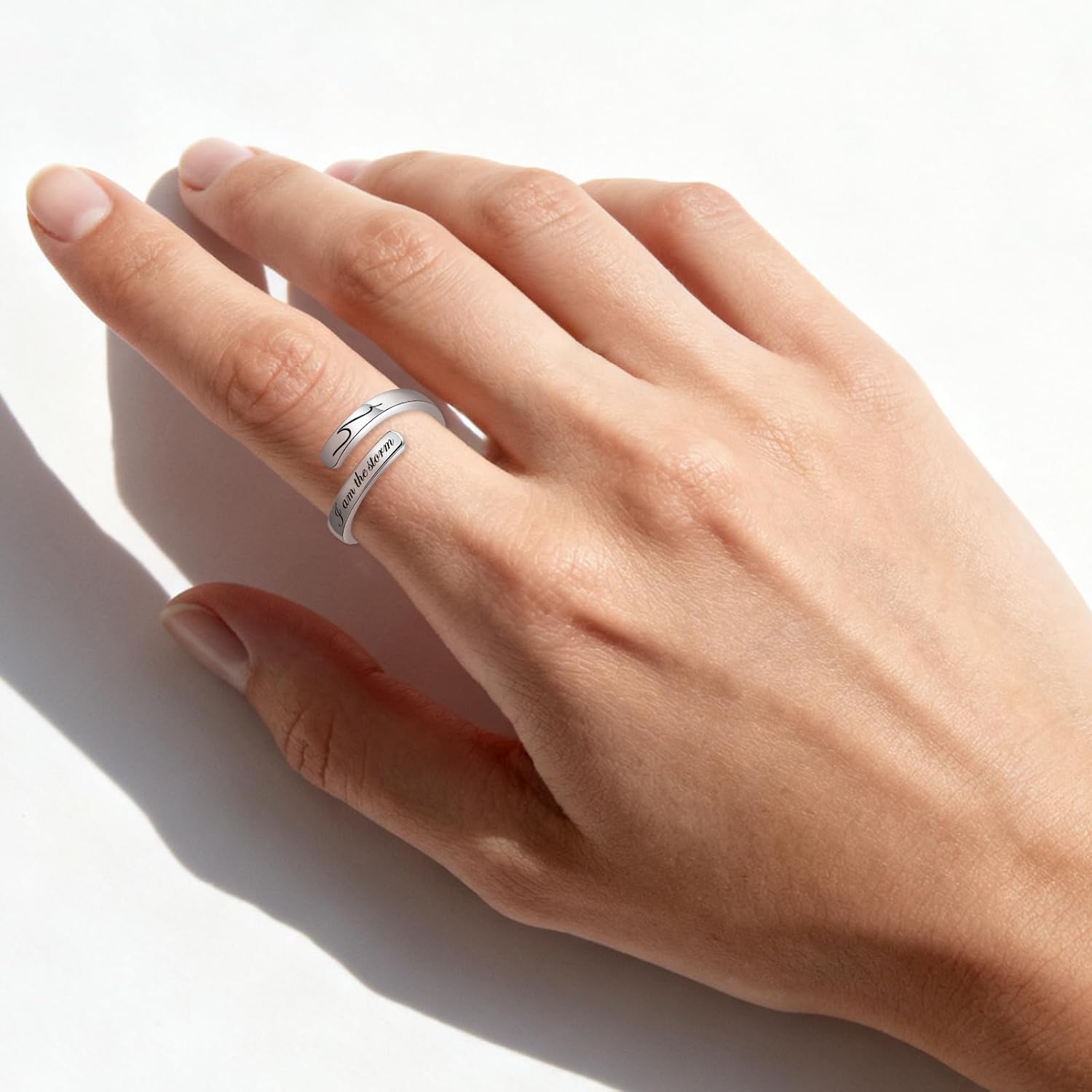 Silver Adjustable Ring Inspirational Jewelry S925 Sterling Wrap Open Ring for Women