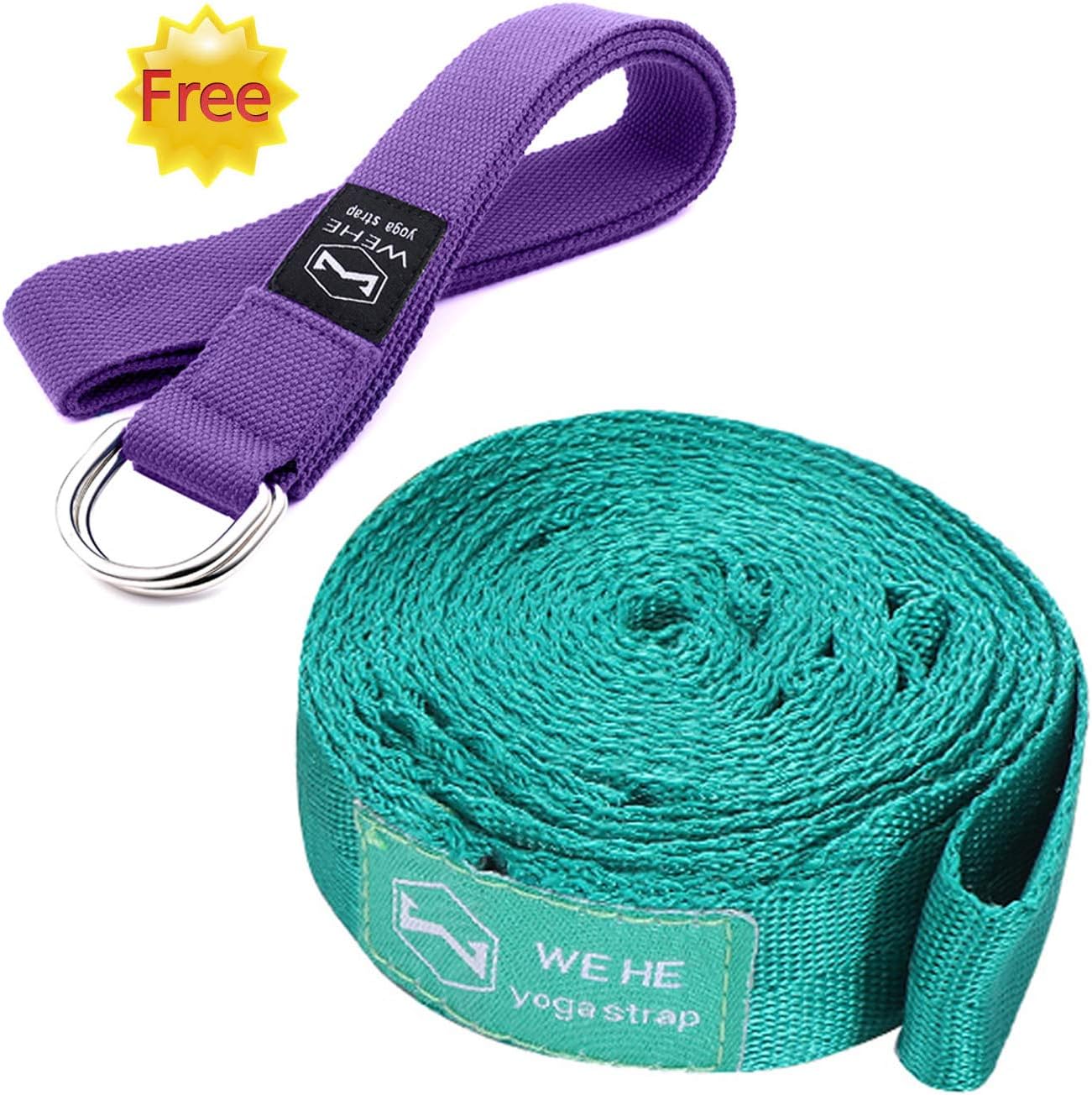 WEHE 2 Pack Yoga Stretch Straps, Exercise Bands Yoga Physical Therapy Carrying Fitness Set, Adjustable Flexibility Multi Loops Green Stretching Belts and D Ring Random Color Exercise Strap : Sports & Outdoors