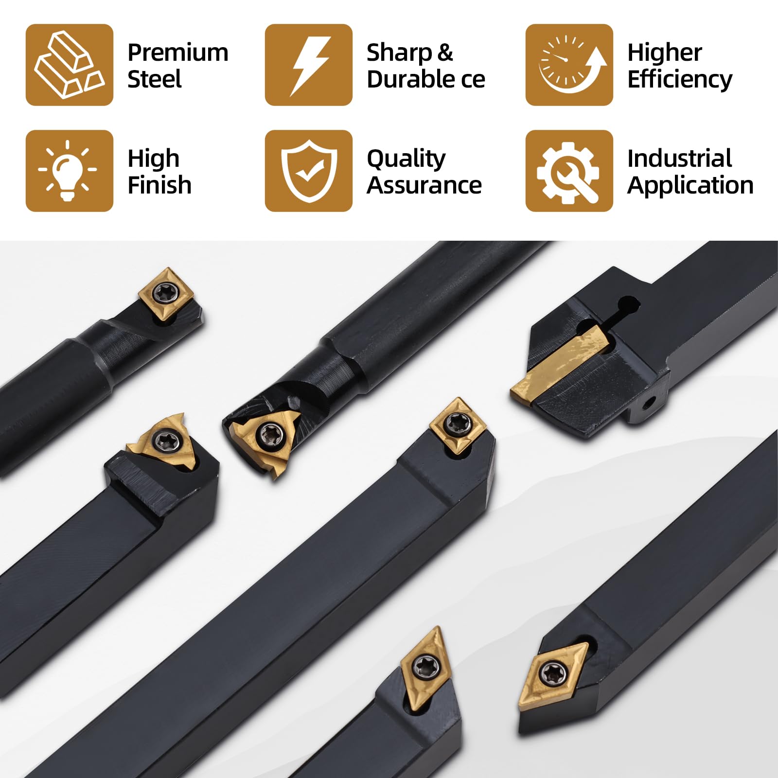 21Pcs Indexable Lathe Turning Tool Tool Kit, 3/8" 10mm Shank Holder — Amazon image 4
