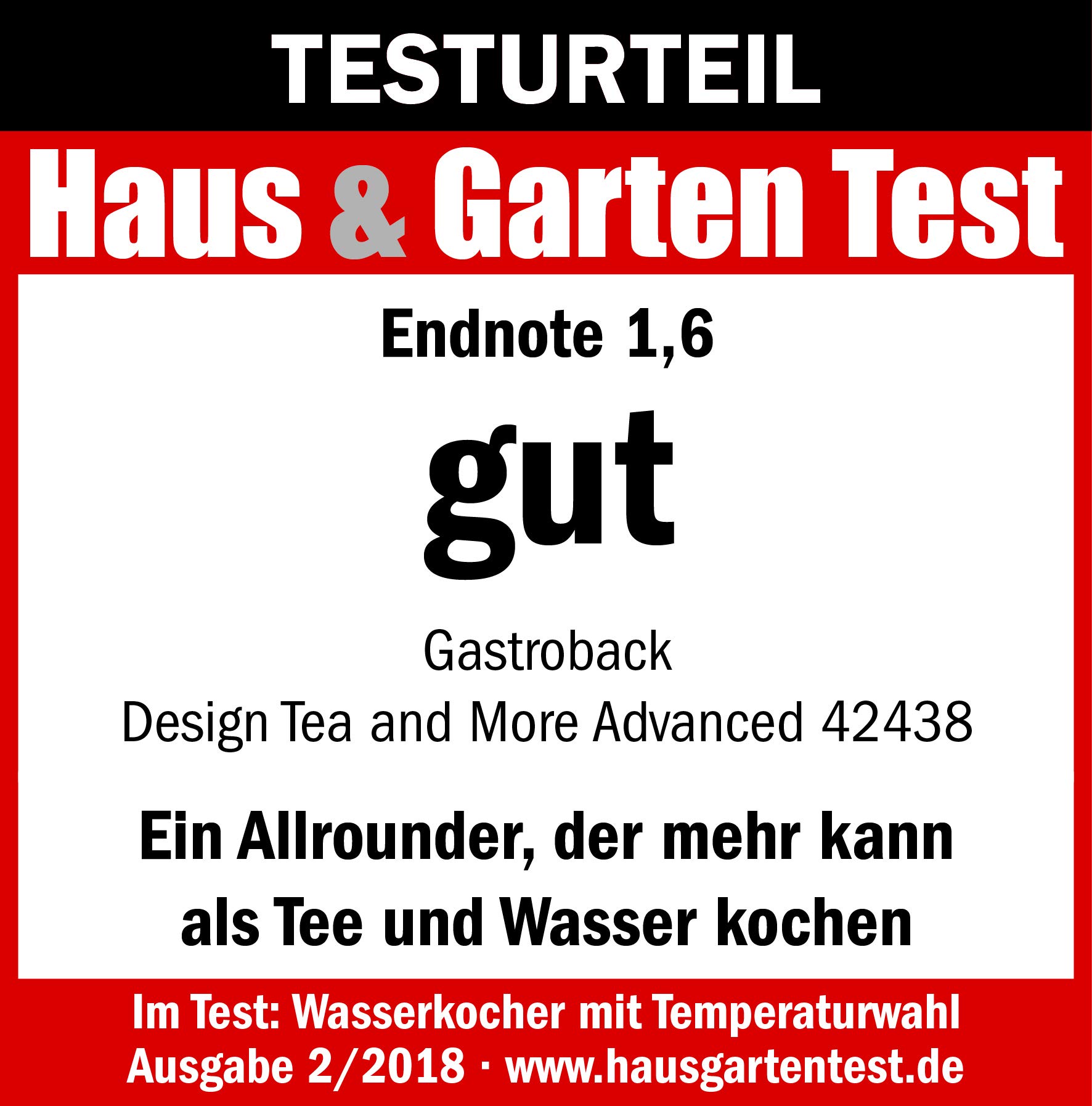 Gastroback 42438 Design Tea and More Advanced Automatischer Teekocher und Wasserkocher, Multifunktionsgarer, Edelstahl/Glas