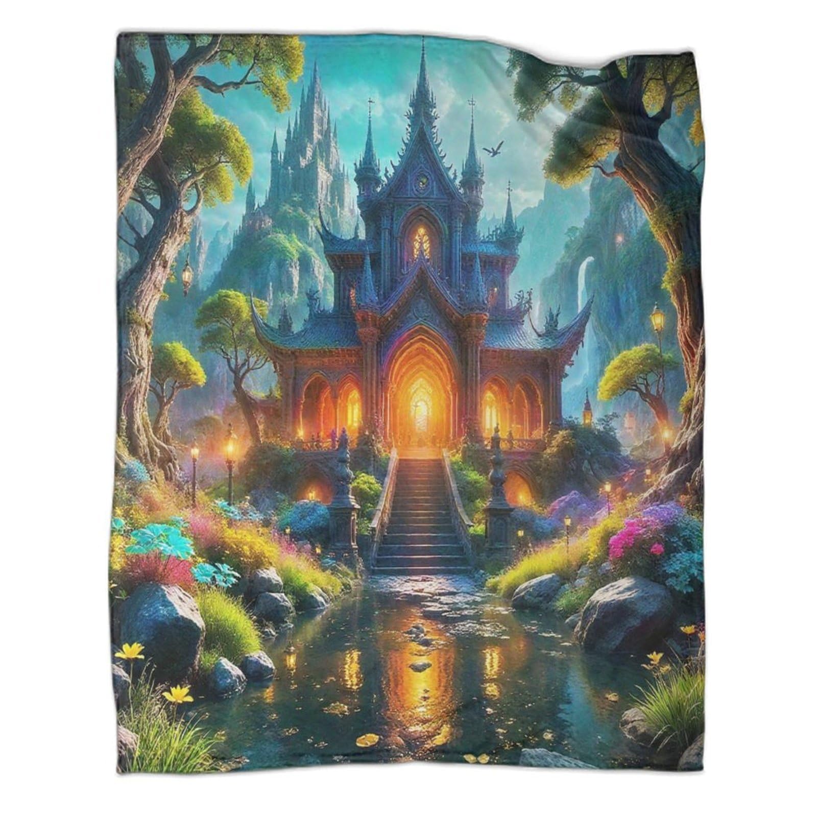 Couverture en flanelle 3D Monde de fantaisie 200x230cm pour lit et canapé