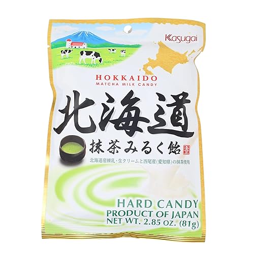Kasugai Hokkaido - Caramelo duro de leche matcha 2.85 onzas, 2.86oz