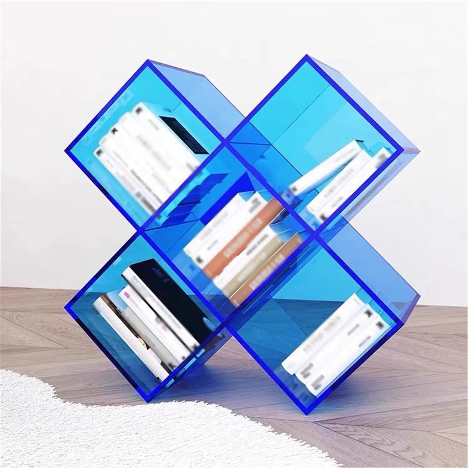 CD Storage Rack Creative Minimalist Transparent Acrylic CD Albums Storage Rack Home Floor Standing Bookcase Magazine(Gris)