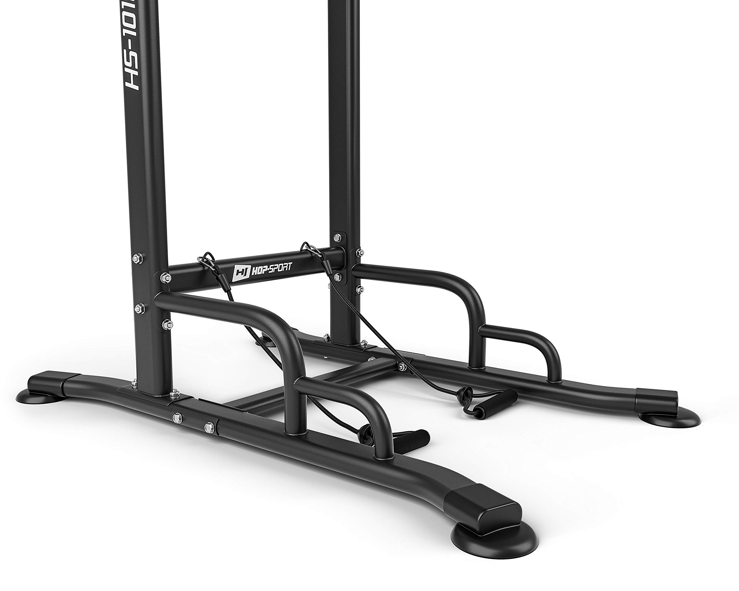 HOP-SPORT® Power Tower HS-1016K avec station de dips, tour de musculation multifonction complet avec barre de traction réglable, Chaise Romaine avec poignées antidérapantes 2 extenseurs, max. 150 kg