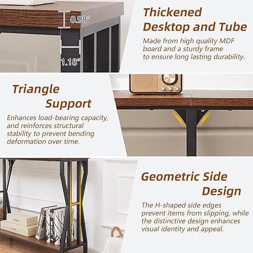 Miniatura 6 de HOMISSUE Mesa consola de sofá, mesa de sofá extra larga de 70.9 pulgadas con almacenamiento de 2 niveles, mesas de consola estrechas industriales