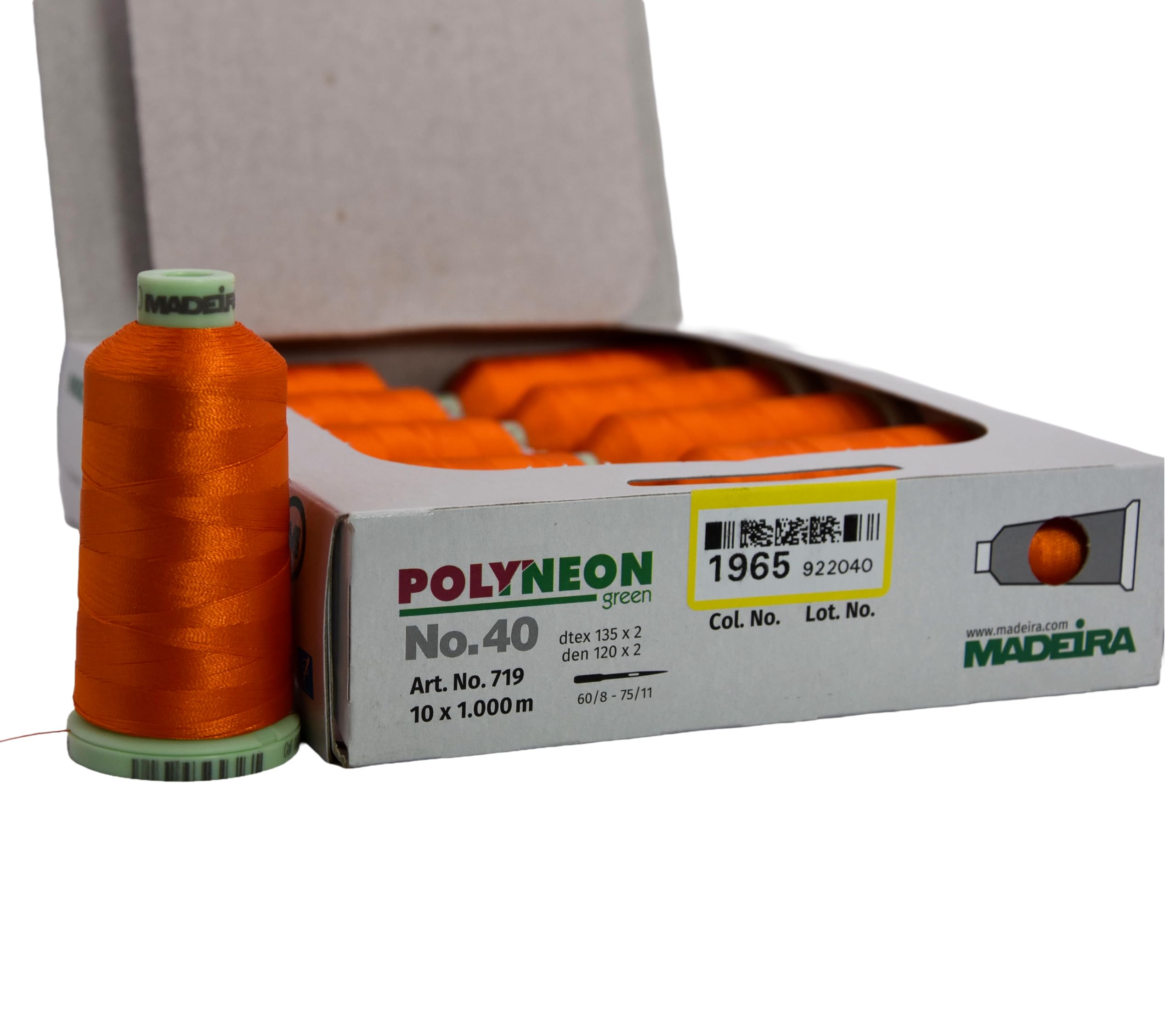 MADEIRA Polyneon 40 Embroidery Thread 10x Cop Assortments (Orange 1965)