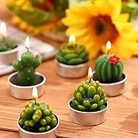 Vista 5 de 12 Piezas Velas de Suculentas Novedosas Hechas a Mano Velas de Té de Cactus Delicadas y con Estilo Velas de Plantas Mini Velas de Cactus