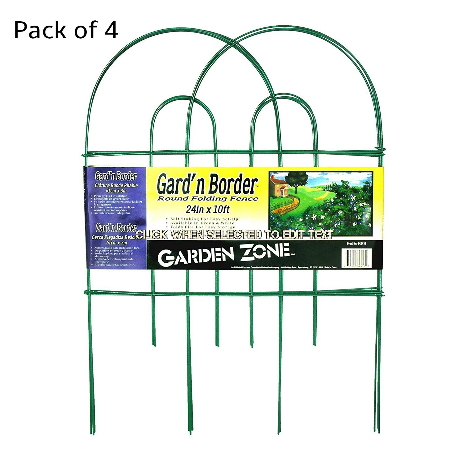 Garden Border Round Folding Fence, Green, 24-Inch x 10-Feet (Pack of 4)