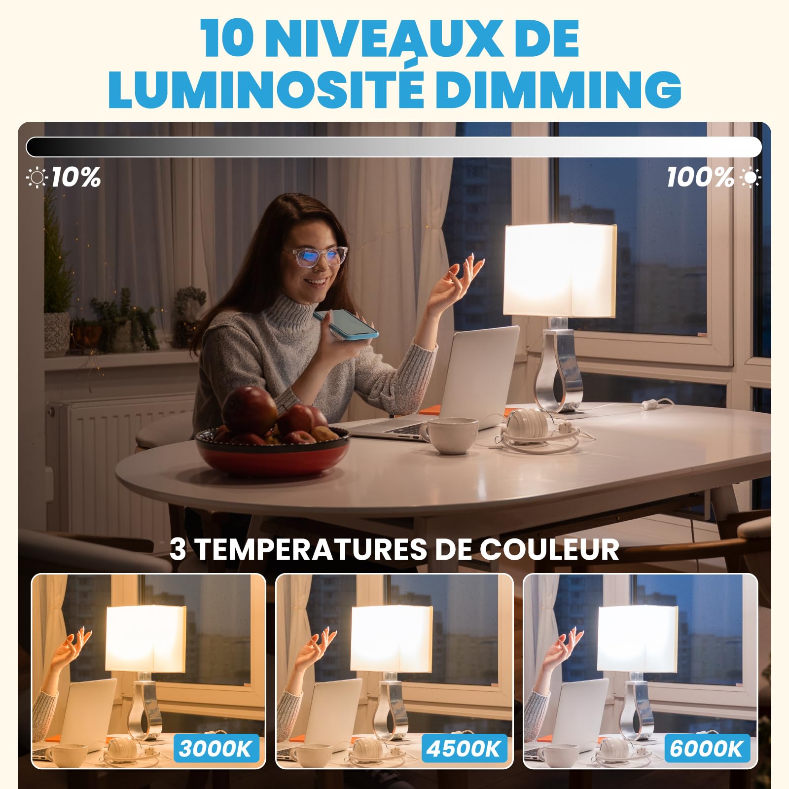 Ampoule Rechargeable E27 avec Télécommande, 3 Températures de Couleur Dimmable Ampoule Batterie Sans fil Rechargeable USB-C pour Urgence, Lampe de Camping, Usage extérieur(Lot de 2)