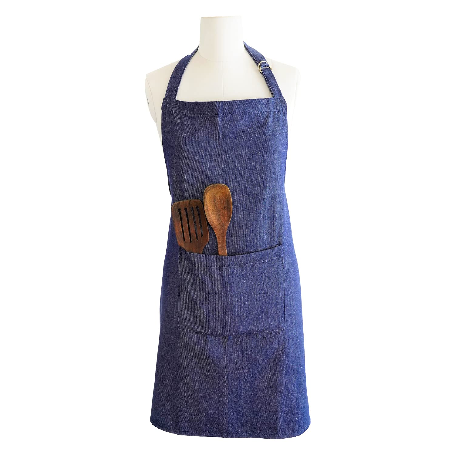 Delantal de cocina de algodón con cinturón ajustable, unisex, con bolsillo multiusos, tamaño libre