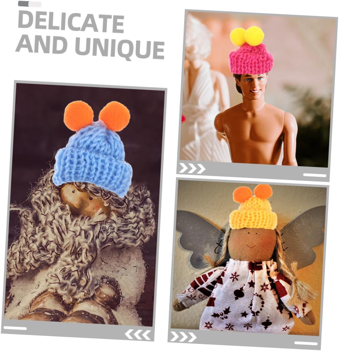 Small Knit Hats Xmas for Dolls, 100pcs Woolen Yarn Mini Set