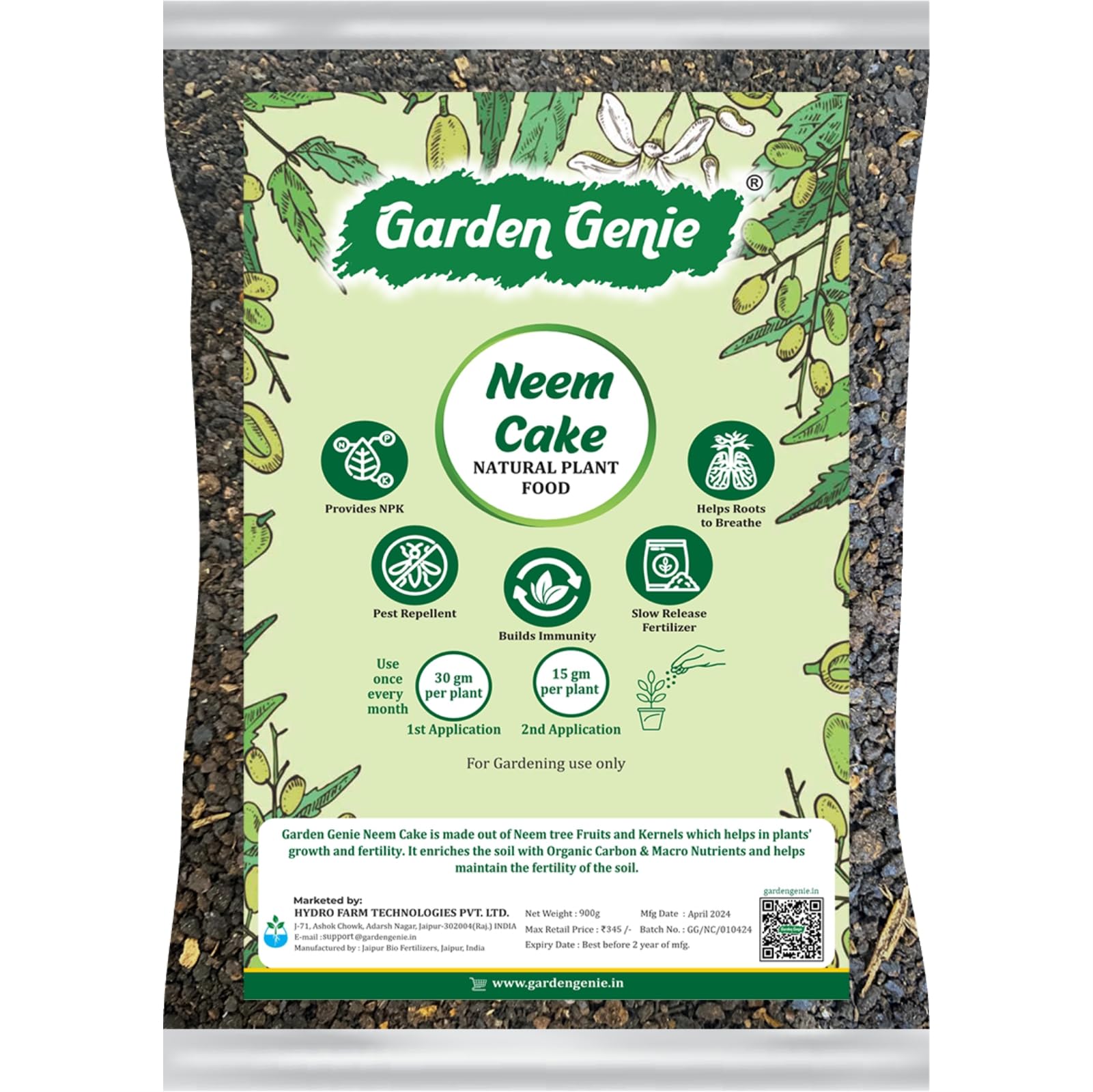 Garden Genie Neem Cake Powder for Plants 900gm | Organic Neem Khali Fertilizer and Pest Repellent for Home Garden (B09H3GVYGY) Amazon Price History, Amazon Price Tracker