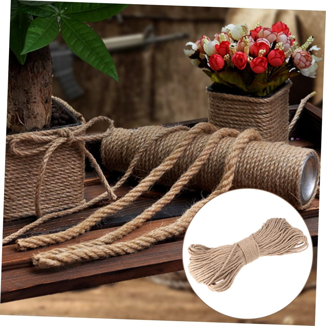 OSALADI 100m Twisted Jute Cord String Natural Twine for Arts Decorations Gardening DIY Projects