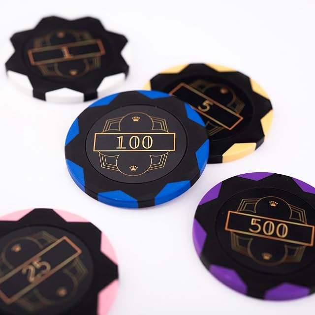 Foto 6 de 8 de Engelhart - 320961 - Set de póker con maletín metálico Negro, 500 fichas de 14 g numeradas (1 a 1000), 2…