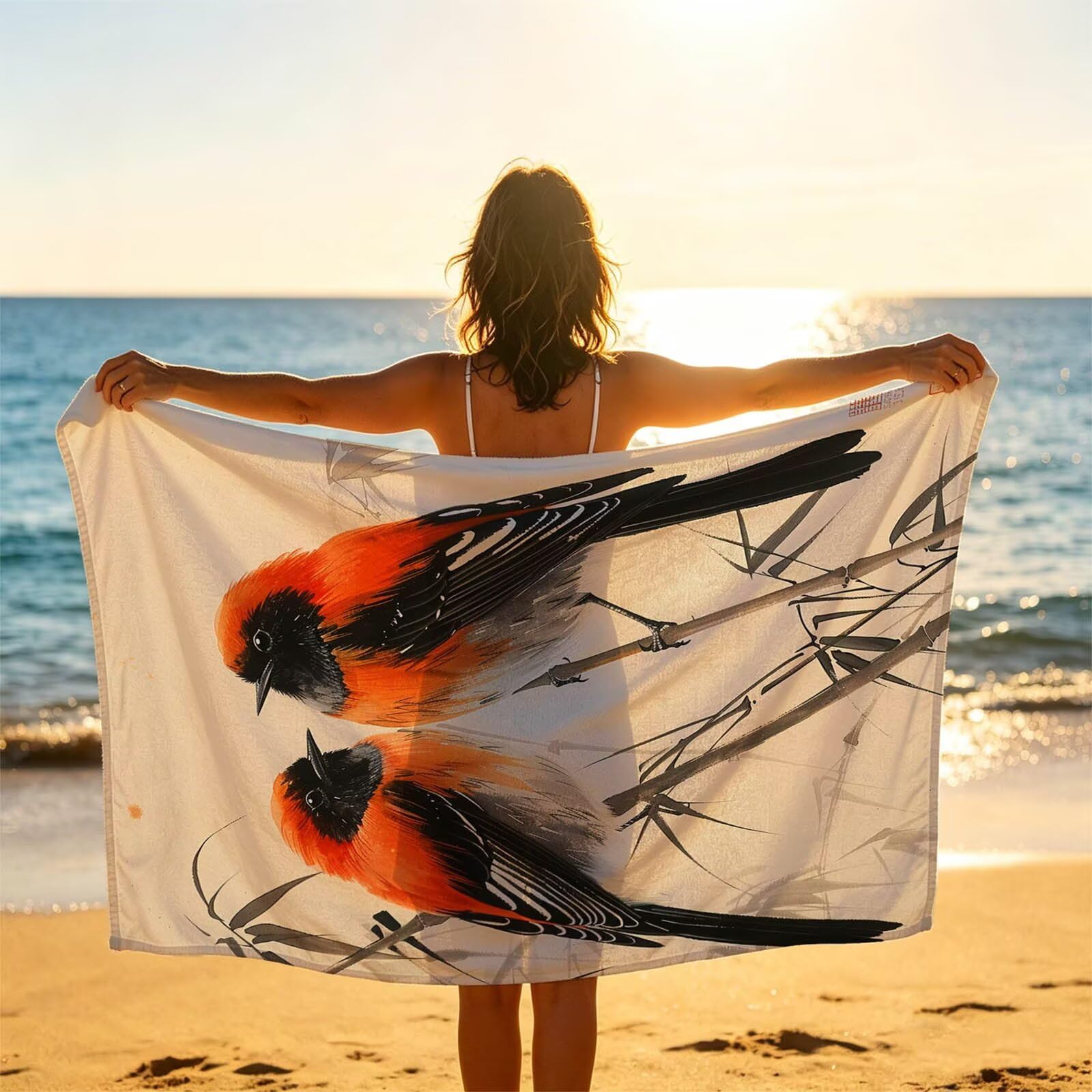 Pájaro Toalla Playa 160x220 Resistente a la arena Secado rápido Ligero, Toalla Playa Grande 220 x 160cm Suave Cómodo como Gym Yoga Sauna Toallas Baño Grandes Exterior Travel Essentials Animal XTLS7877