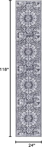 Miniatura 2 de Unique Loom Renaissance Collection - Alfombra de área color Roma (2 pies x 9 pies 10 pulgadas, gris oscuronegro)