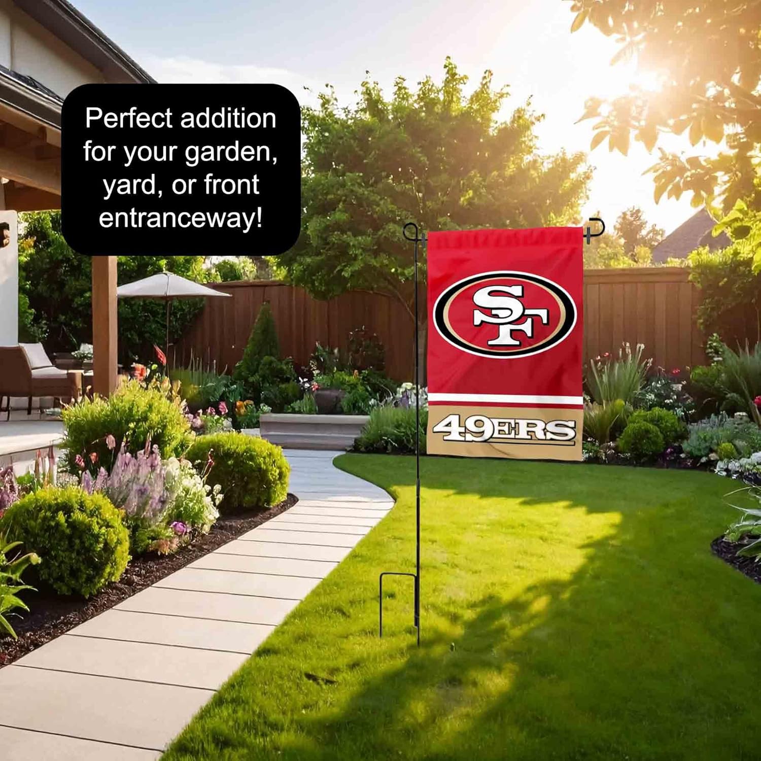 San Francisco 49ers Garden Flag with Stand Holder - Image 4