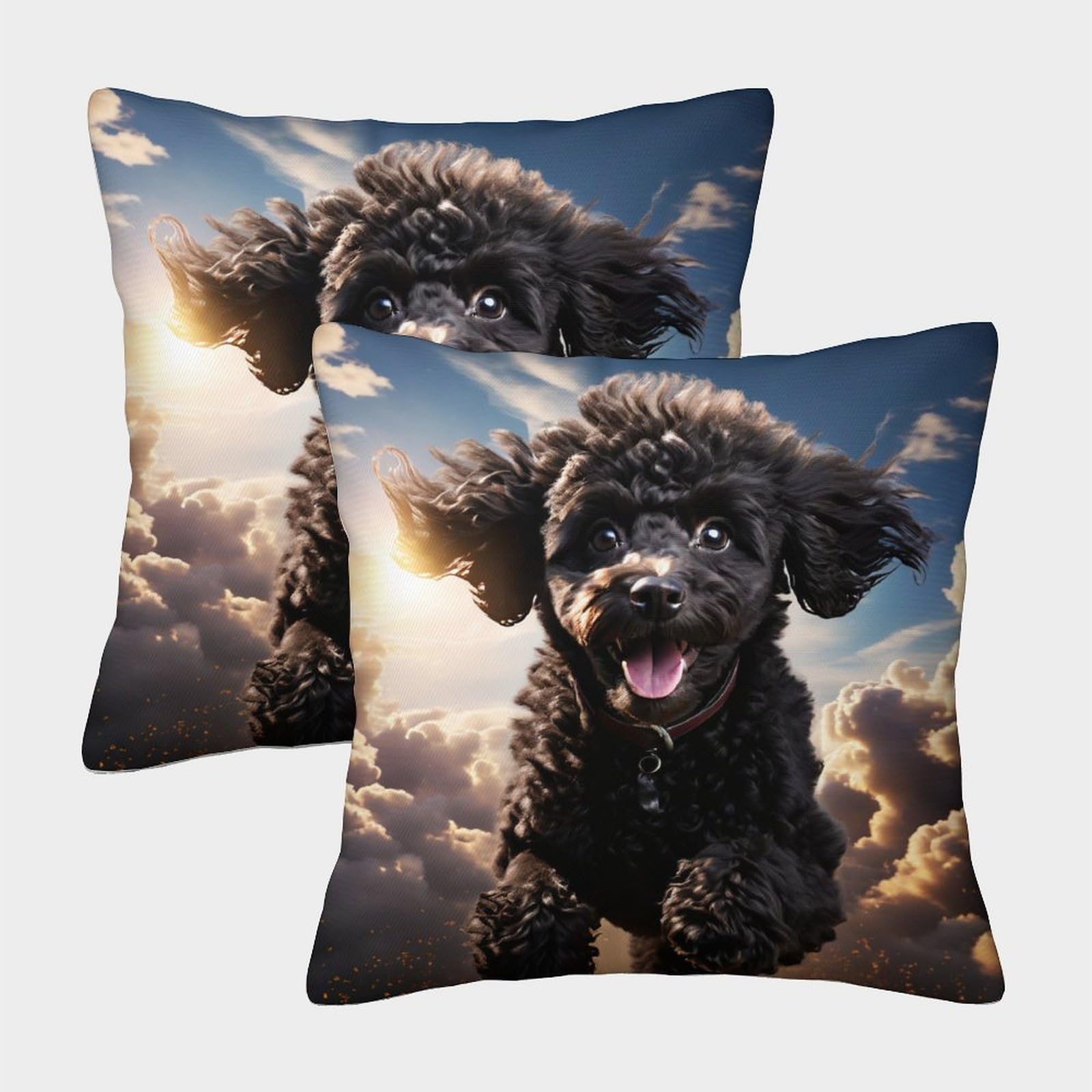 Tnfhsoft Cockapoo Dog Cushion Cover Set Of 2 Decorative Machine Washable Pillowcases Square Pillow Cases With Invisible Zipper Cushion Covers For Livingroom Sofa Bedroom Throw Pillow Cases 50X50cm