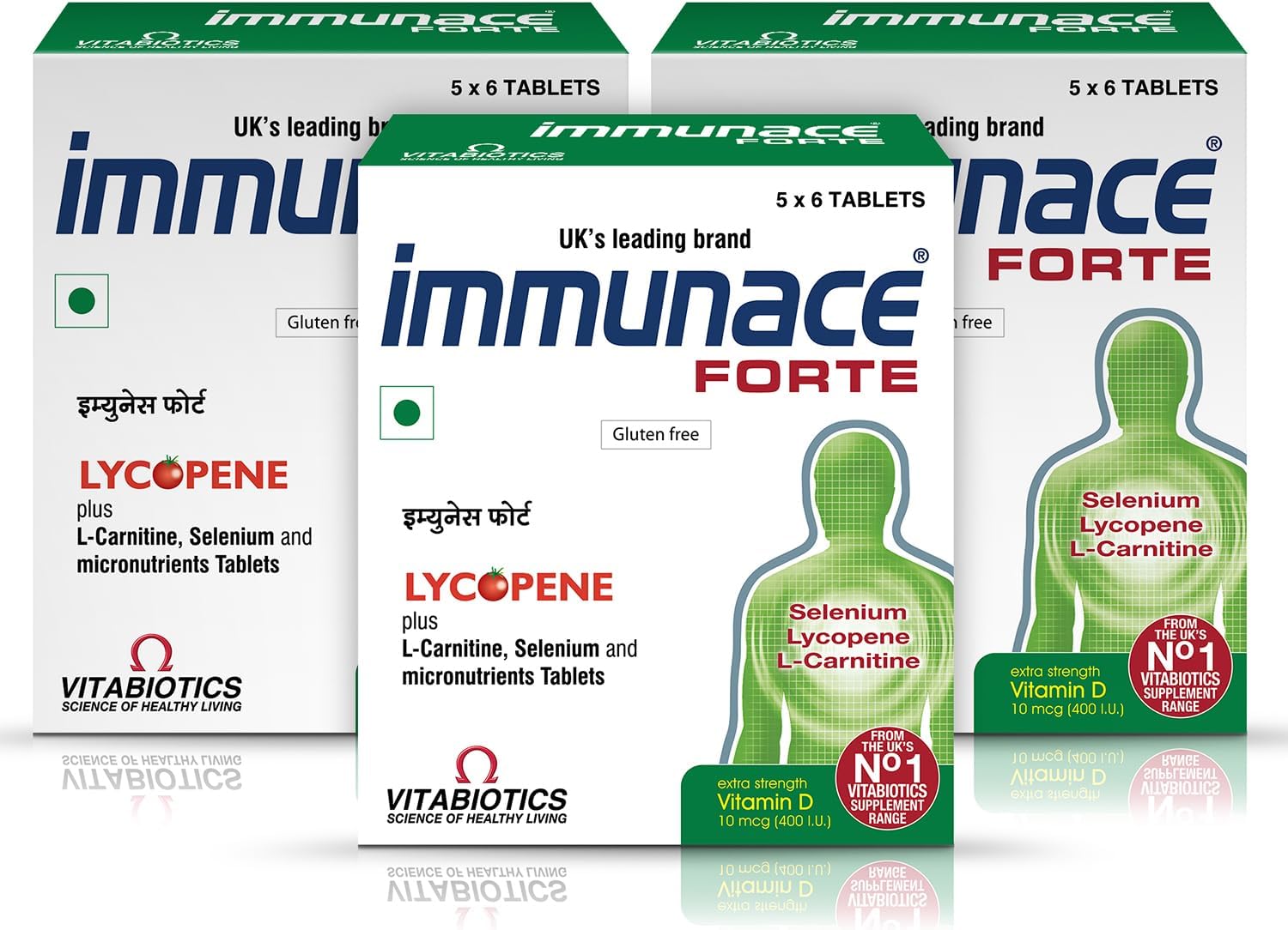 Forte – With Vitamin D3 400 IU, Lycopene, L-Carnitine & Selenium | Multinutrient Formula for Adults – 30 Tablets (Pack of 3)