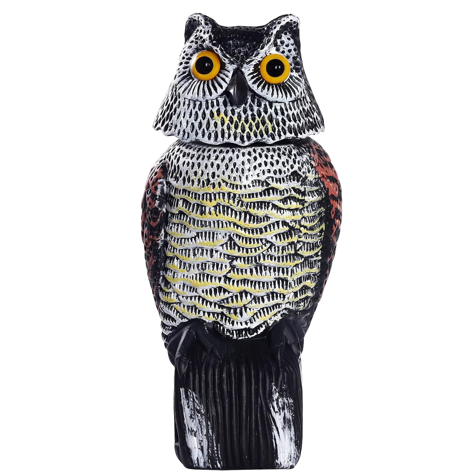 1x Gufo Statue Plastica Gufo Giardino Esterno Realistico di Azione del Vento con 360 Teste Rotanti Patio Decorazioni Spaventapasseri Uccello Repeller Scaccia Piccioni