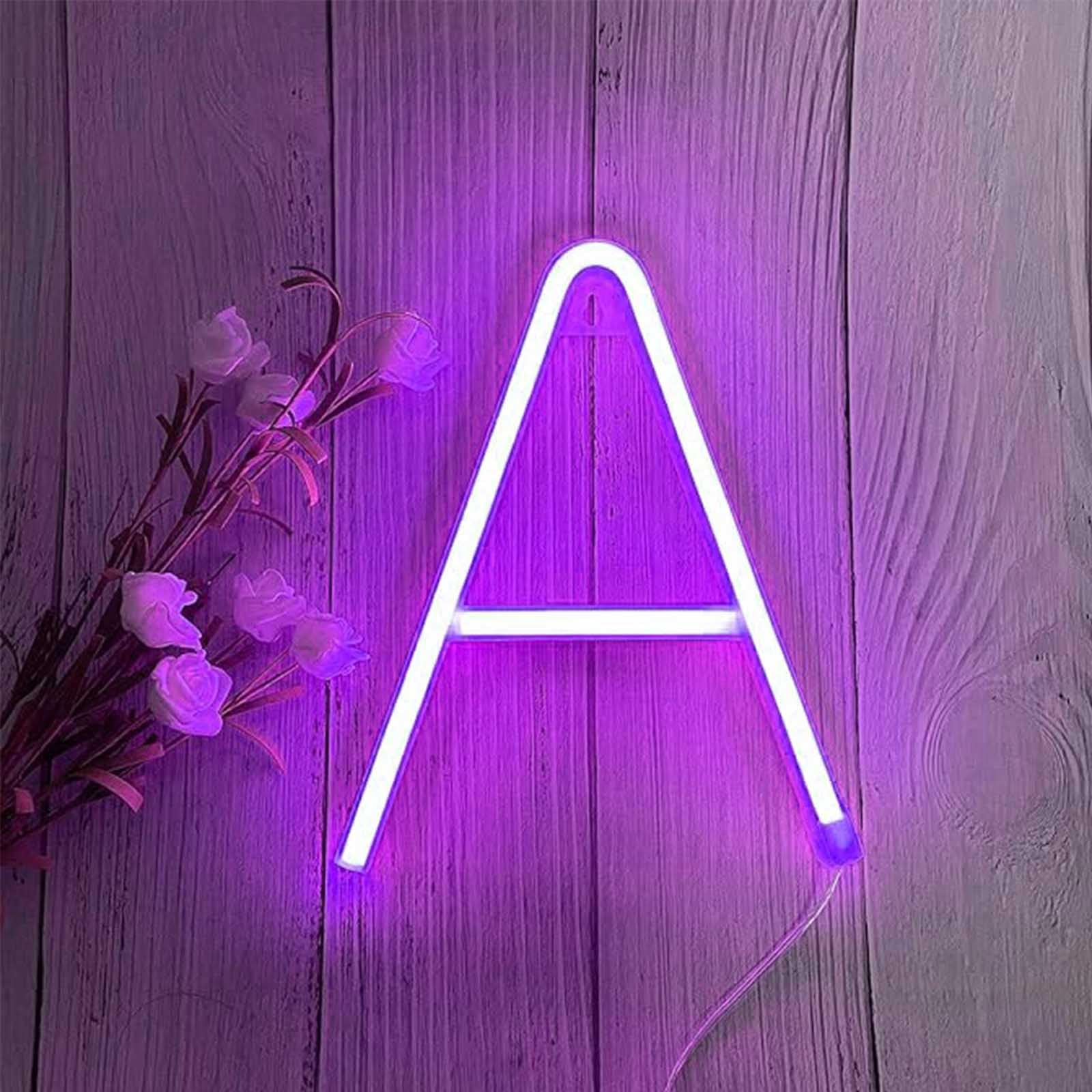 Vibrant Purple LED Neon Sign with USB/Battery Power - Customizable Letter Lights for Bedroom Wall Decor Wedding Backdrops Party Supplies & Cafe Aesthetic Lighting(Letters A) — image 1