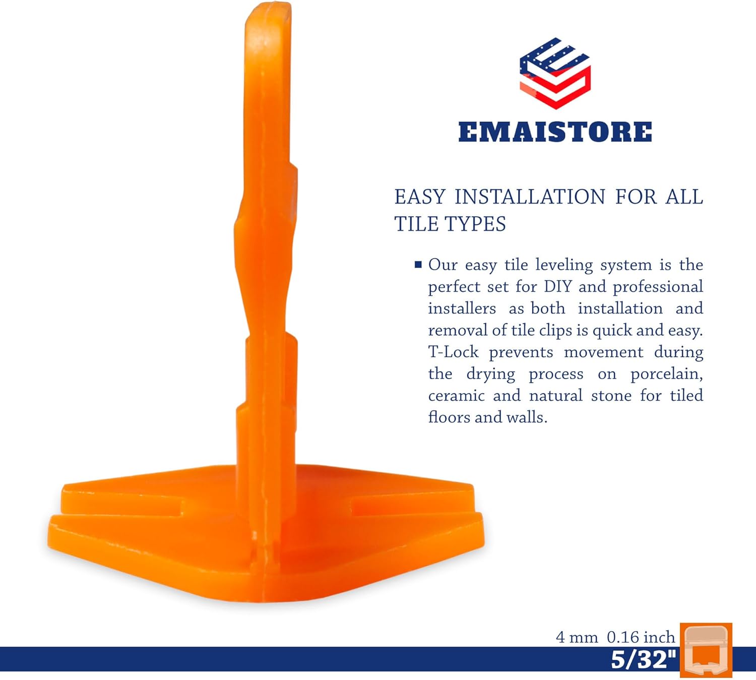 Tile Leveling System (5/32 Inch) – 2000 Tile Spacers – Compatible with Most Wedges for Smooth, Seamless Floor & Wall Tile Installation – 4mm Ceramic & Stone Spacers