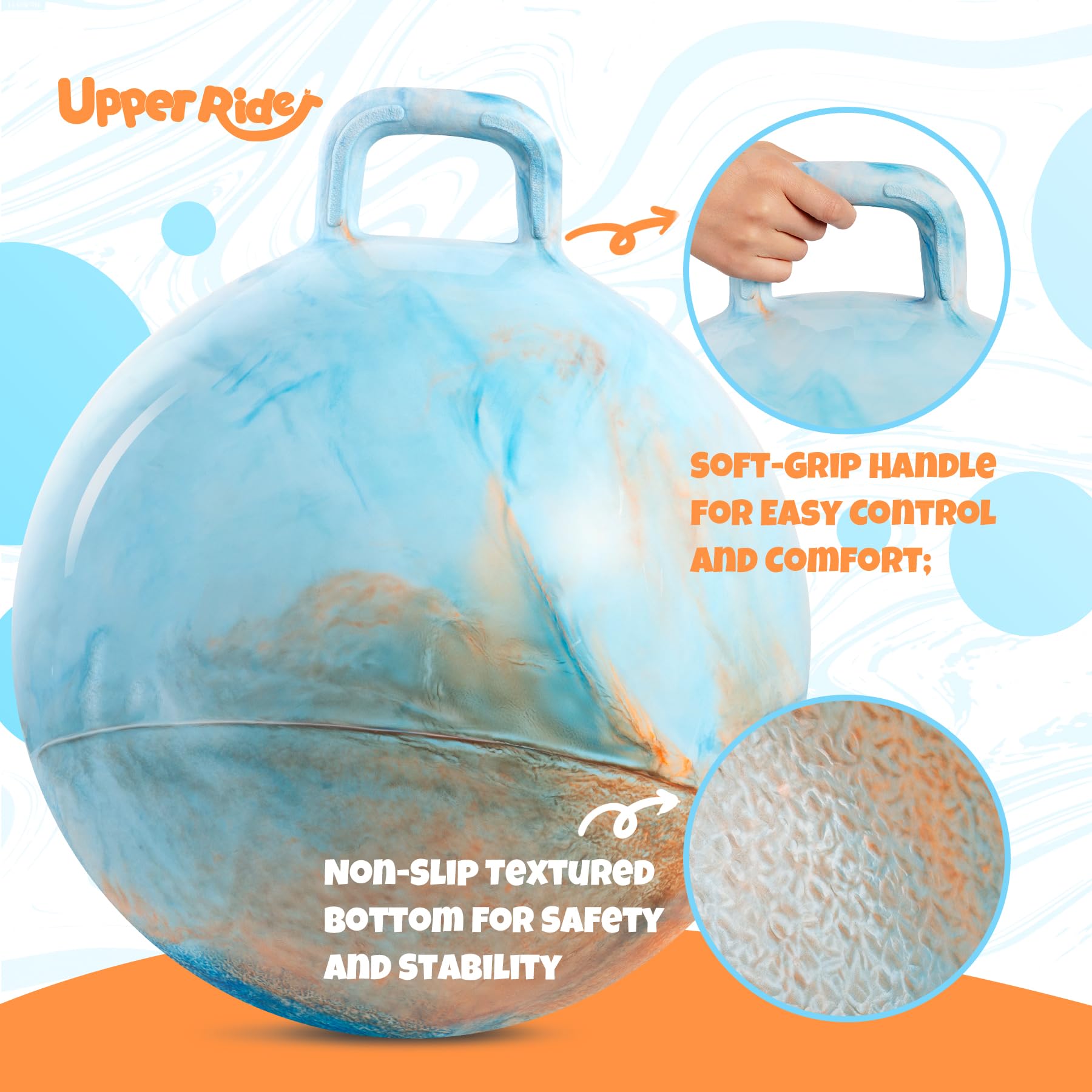 U&C Planet Balones saltarines espaciales de 18 Pulgadas para niños Balón saltarín con asa Balones saltarines inflables Balón saltarín con Bomba para niños y niñas de 3 a 12 años - 3