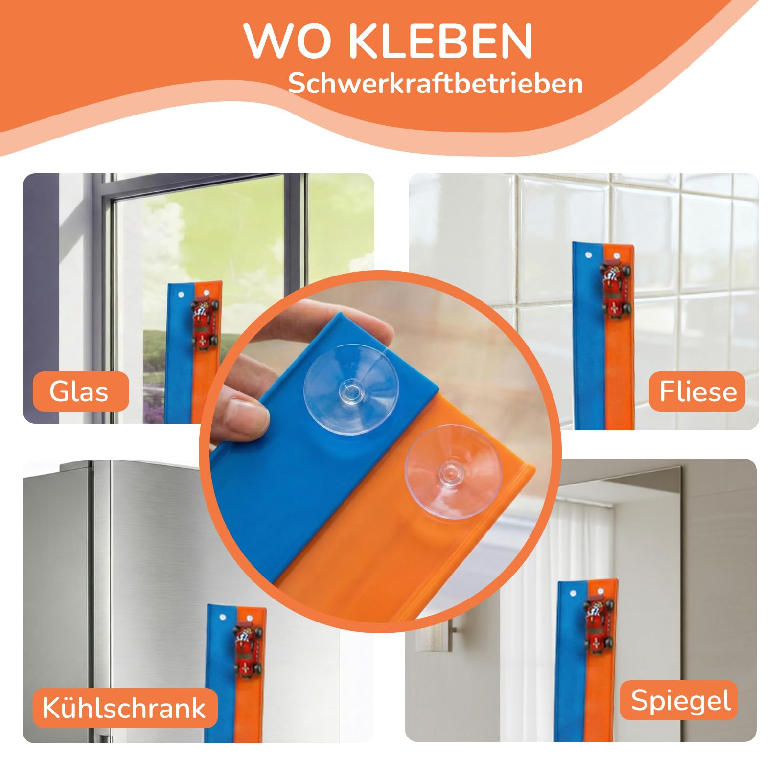 5M Flexible Autorennbahn Set mit 2 Loopings, 2-in-1 Rennbahn mit Autos & Tragtasche, Schwerkraft & Pull-Back Rennstrecke, Spielzeug für Kinder ab 3 4 5 6 Jahre, Geschenk für Indoor/Outdoor (Orange)