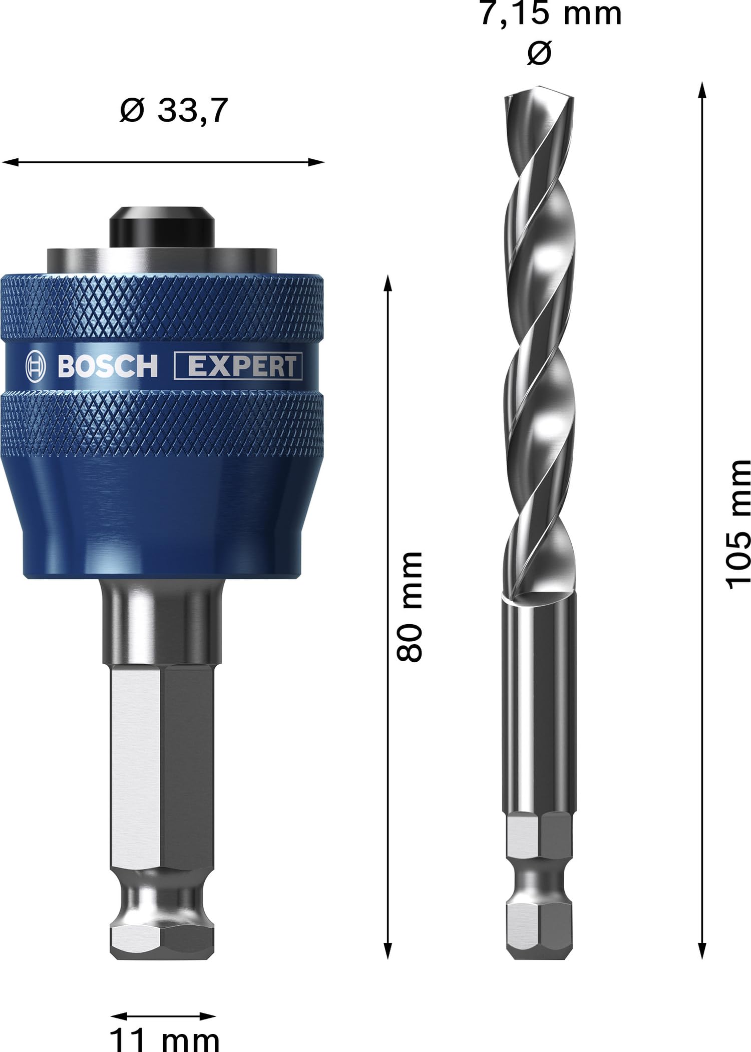 Bosch 2x EXPERT Power Change Plus con broca centradora, broca HSS-G 7,15 x 105 mm (para Tubos y perfiles metálicos, Plásticos, Ø 7,15 mm, Professional Accesorios Taladro)