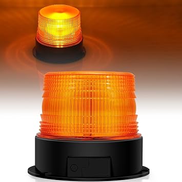 Amber Beacon Strobe Light, Magnetic Rechargeable for Work Trucks & Snowplow