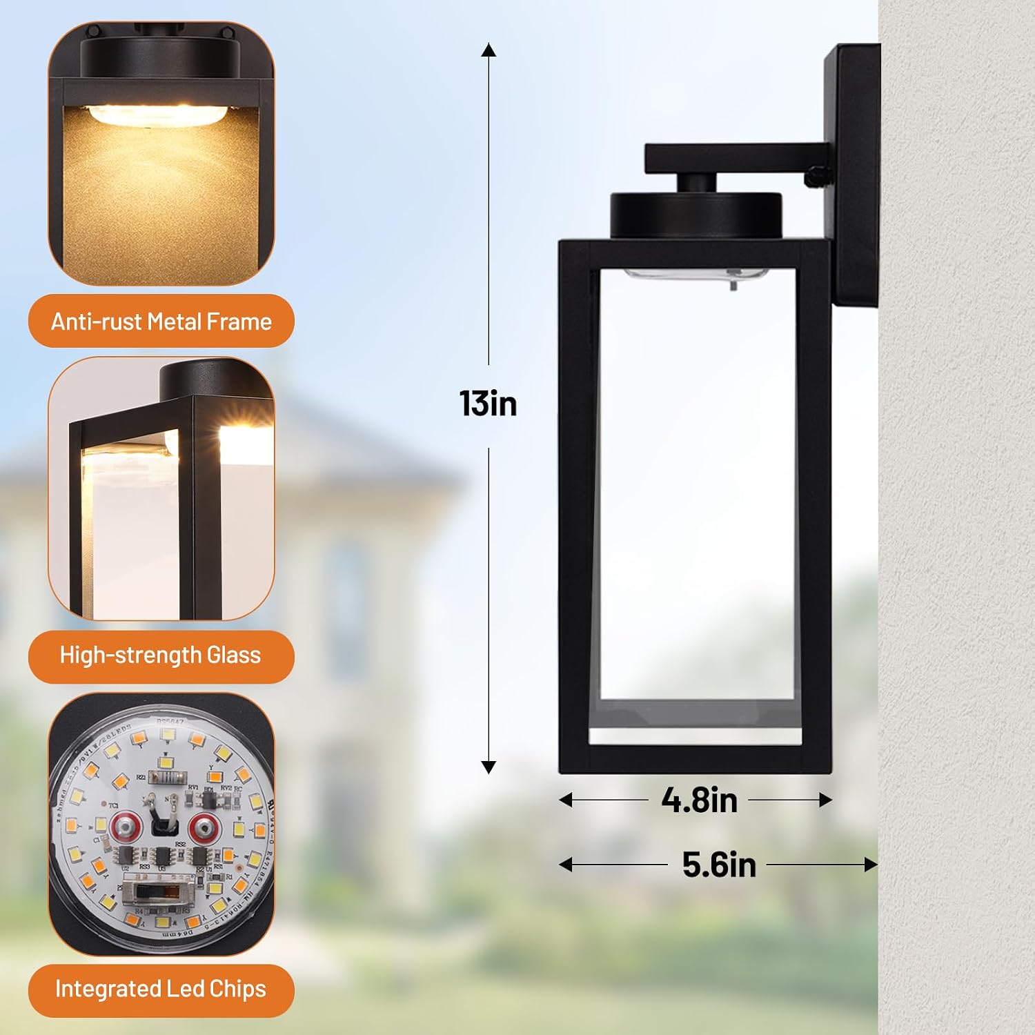 Lámpara Exterior Con Detector De Movimiento - Luz Efecto Para Terraza, Patio O Puerta, IP44