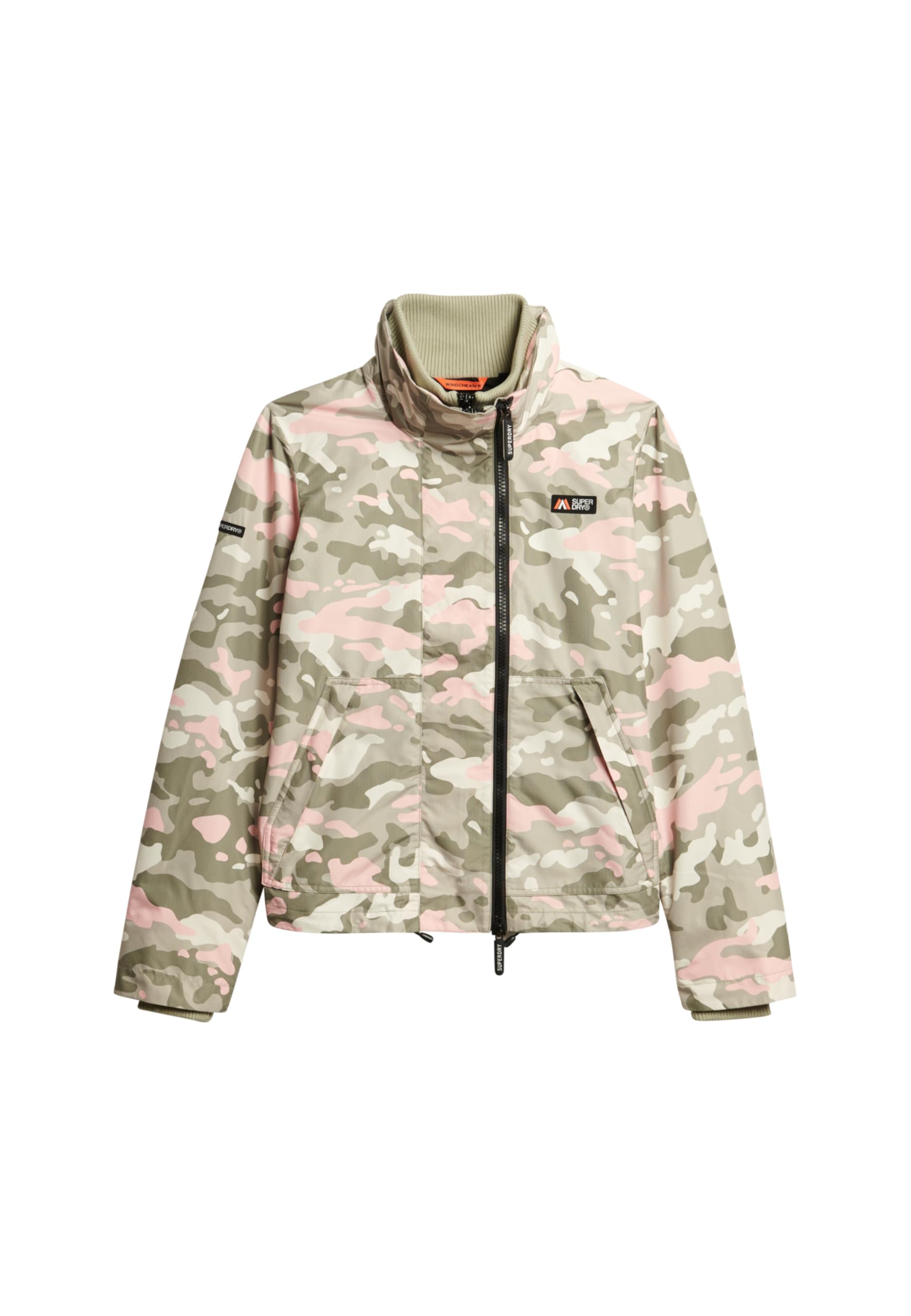 Superdry Women's Seagrass Green Pink Camouflage Pattern Mountain Windbreaker Jacket, Seagrass Green Pink Camo, 16